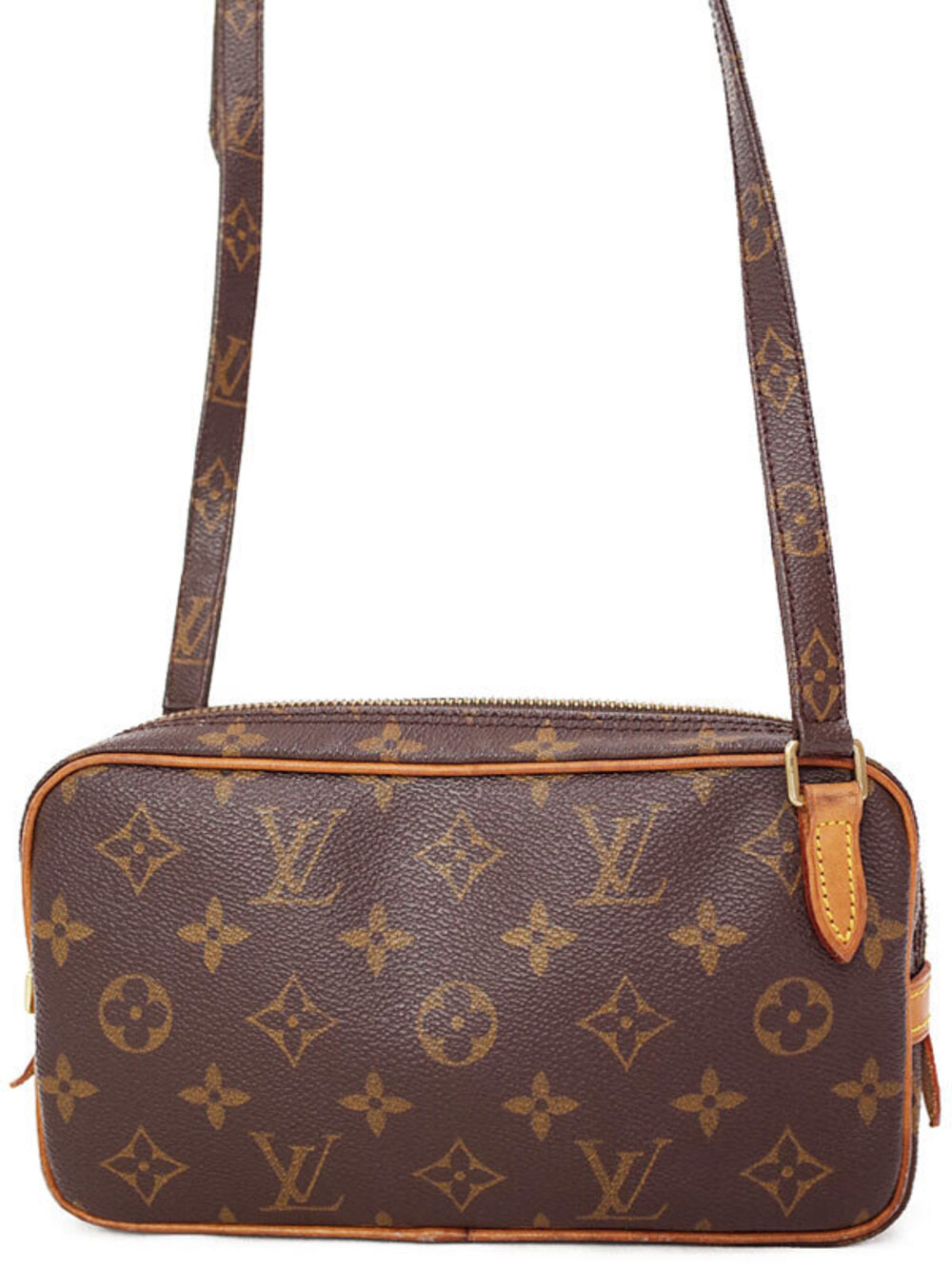 Louis Vuitton Monogram Pochette Marly Shoulder Bag Canvas Leather Brown